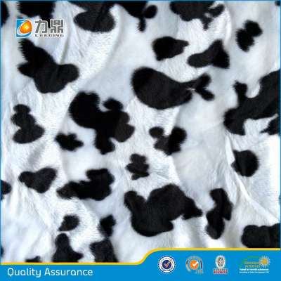 water printing cow block pattern short hair velvet/velboa fabric with S wave for sofa,bolster,slipcover