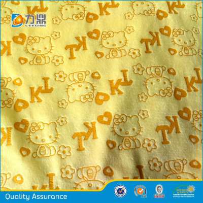 Adhesive super soft Kittiy cat pattern poly fabric for toys,slippers,hot-water bag and bolster,mat